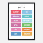 Black frame - Months of the Year Poster – Bright & Colourful Educational Print for Kids - Elena
