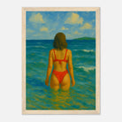 Wood frame 21x29.7 cm 8x12" - Back to the Horizon | Red Bikini Coastal Wall Art - Play By Print