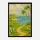 Dark wood frame 40x60 cm 16x24″ - Windy Coastal Walking Path Canvas Wall Art - Play By Print