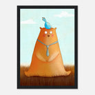 Black frame A4 (21x29.7 cm 8x12") - Bear and Bird Nursery Print | Whimsical Animal Wall Art for Kids’ Rooms - Iris