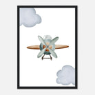 Black frame - Vintage Wooden Propeller Plane Wall Art - Olga