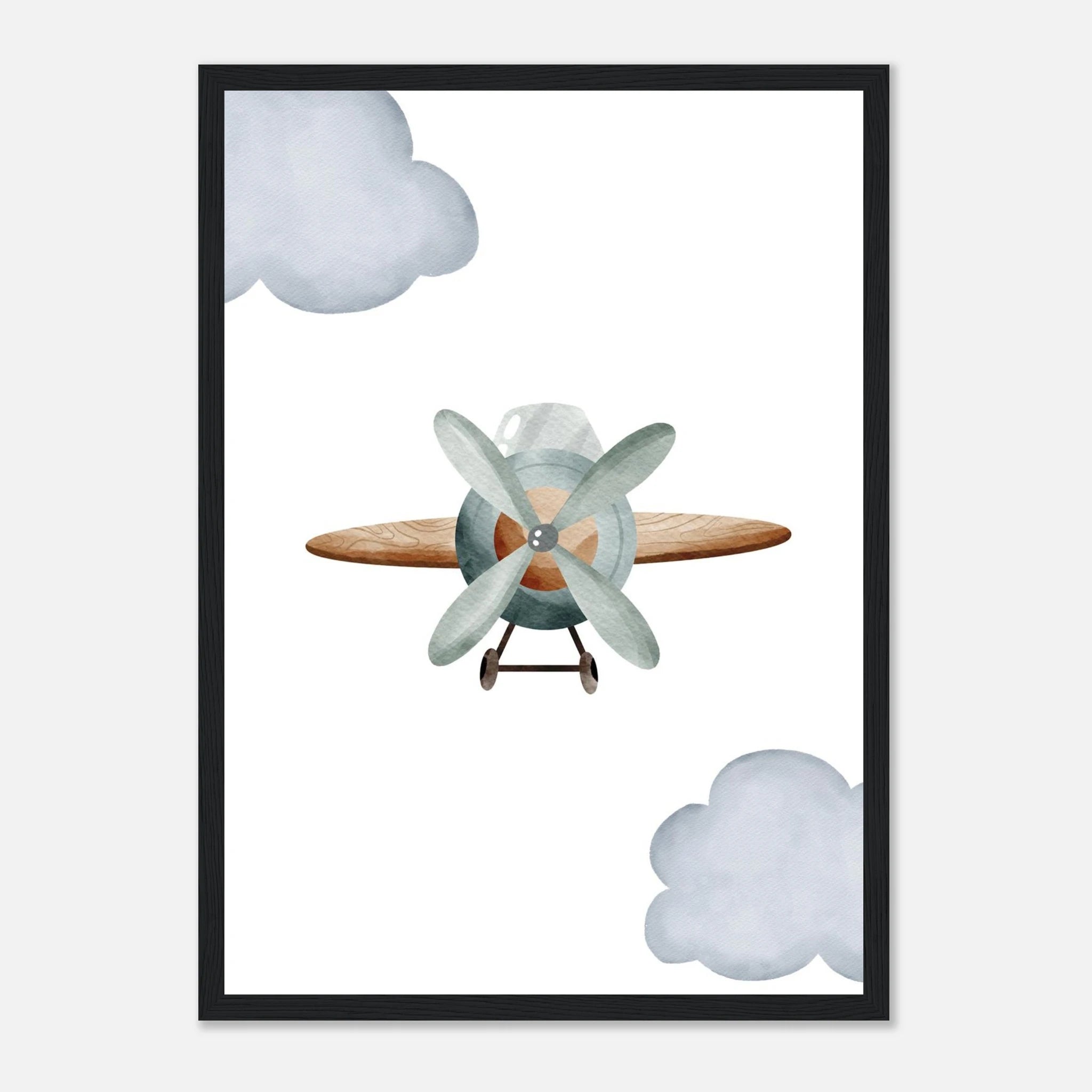 Black frame - Vintage Wooden Propeller Plane Wall Art - Olga