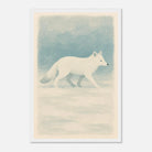 White frame 30x45 cm 12x18″ - Silent Steps – Arctic Fox in Snow Wall Art Print - Play By Print