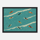 Black frame 21x29.7 cm 8x12" - “The Paddle Out” Print | Retro Surfer Wall Art - Play By Print