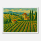 White frame A3 (29.7 x 42 cm) - Tuscan Serenity – Golden Vineyard Landscape Wall Art Print - Play By Print