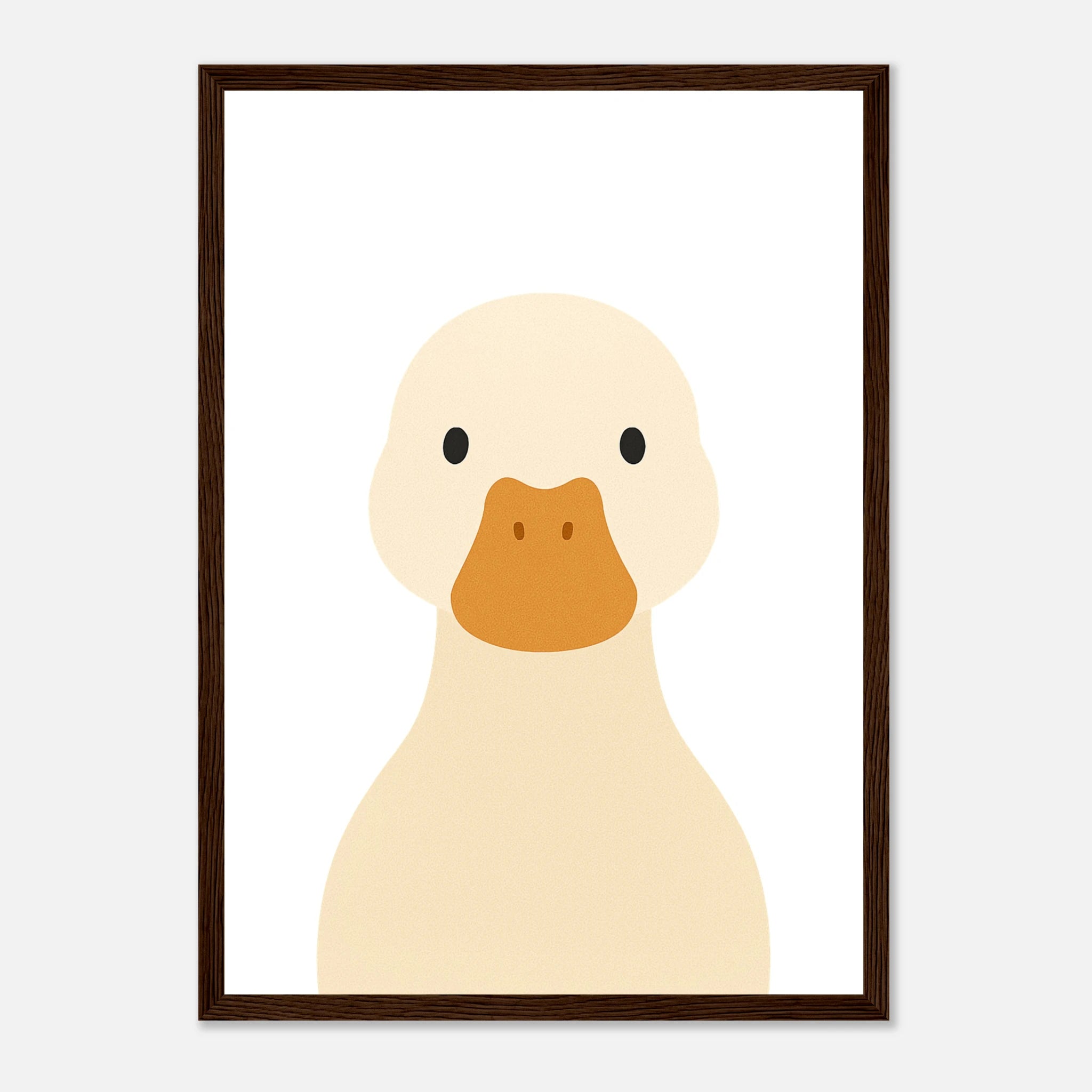 Dark wood frame - Duck – Minimalist Farm Animal Art Print | Nursery or Educational Wall Poster - Play By Print