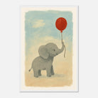 White frame 40x60 cm 16x24″ - Baby Elephant with Balloon – Gouache Nursery Art Print - Play By Print