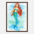 Dark wood frame - Grace of the Sea – Red-Haired Mermaid Art Print 🐚🧜♀️ - Play By Print