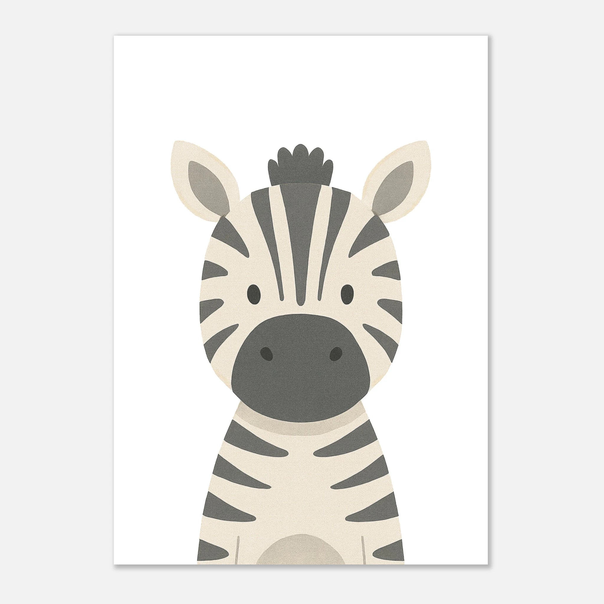 Unframed - Zebra – Minimalist Safari Animal Art Print | Monochrome Nursery or Kids’ Poster - Play By Print
