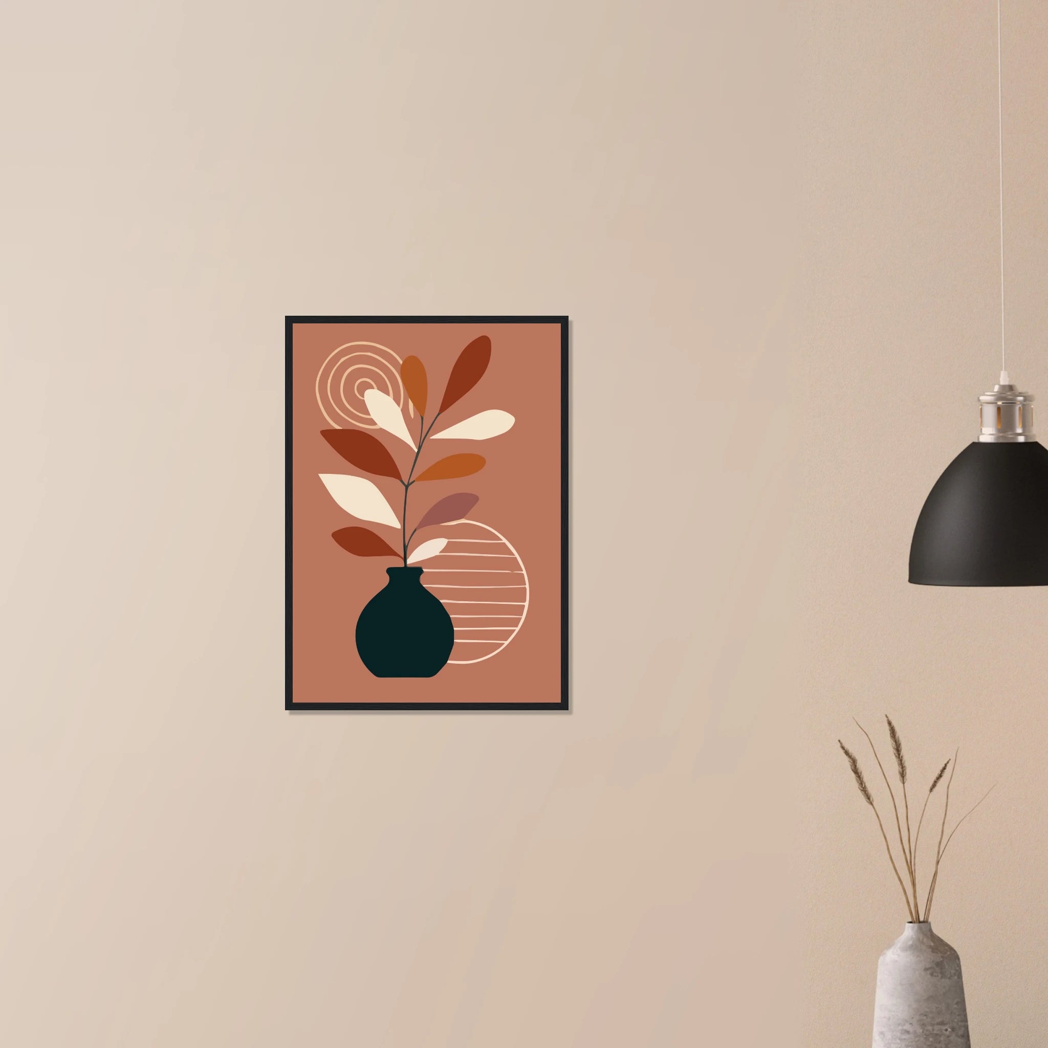 # all-groups - Terracotta Vase & Leaf Modern Abstract Wall Art - Jerin