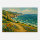 Unframed A1 (59.4 x 84.1 cm) - “Coastal Wildflowers & Whispering Waves” | Ocean Cliff Landscape - Play By Print