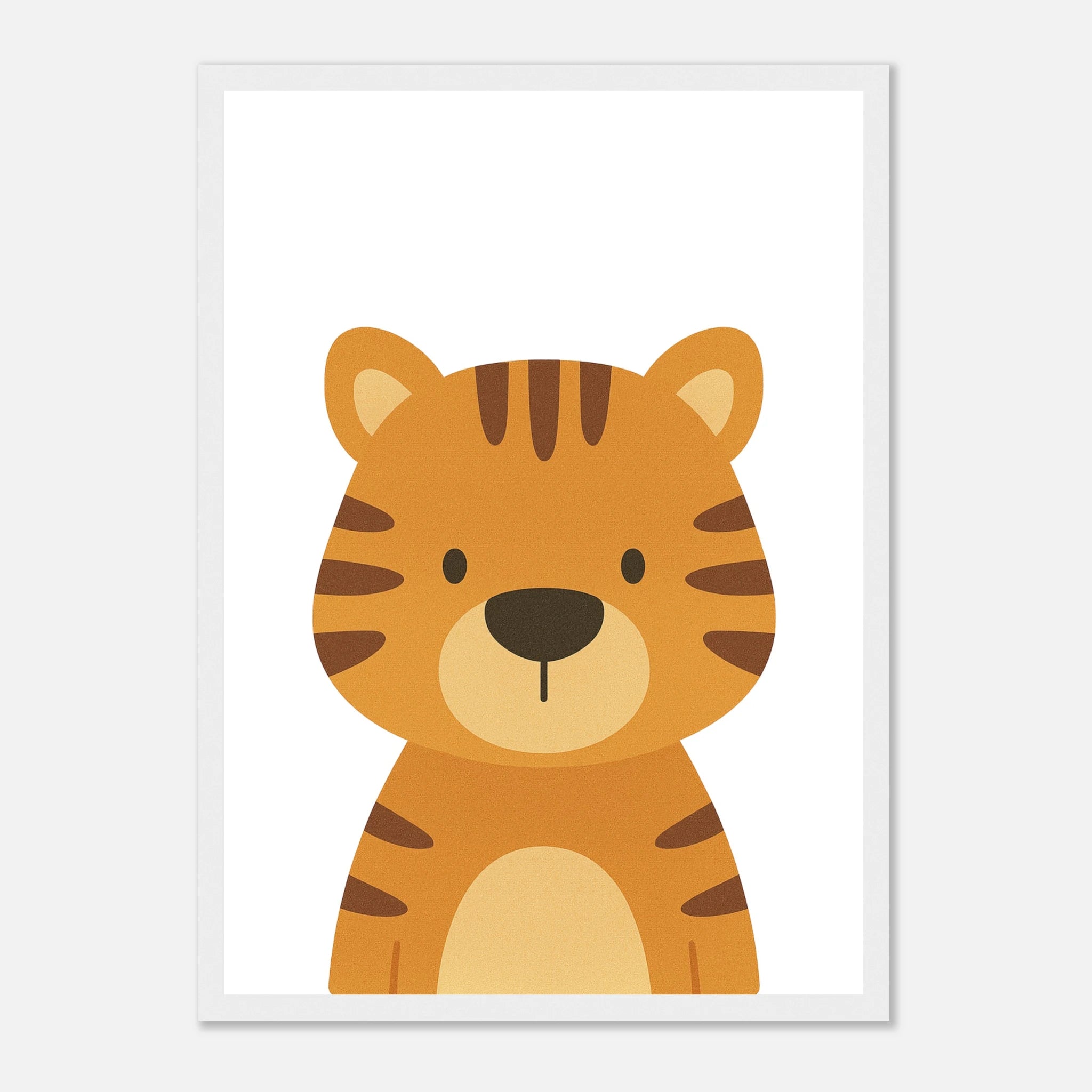 White frame - Tiger – Minimalist Jungle Animal Art Print | Safari Nursery or Kids’ Room Poster - Play By Print