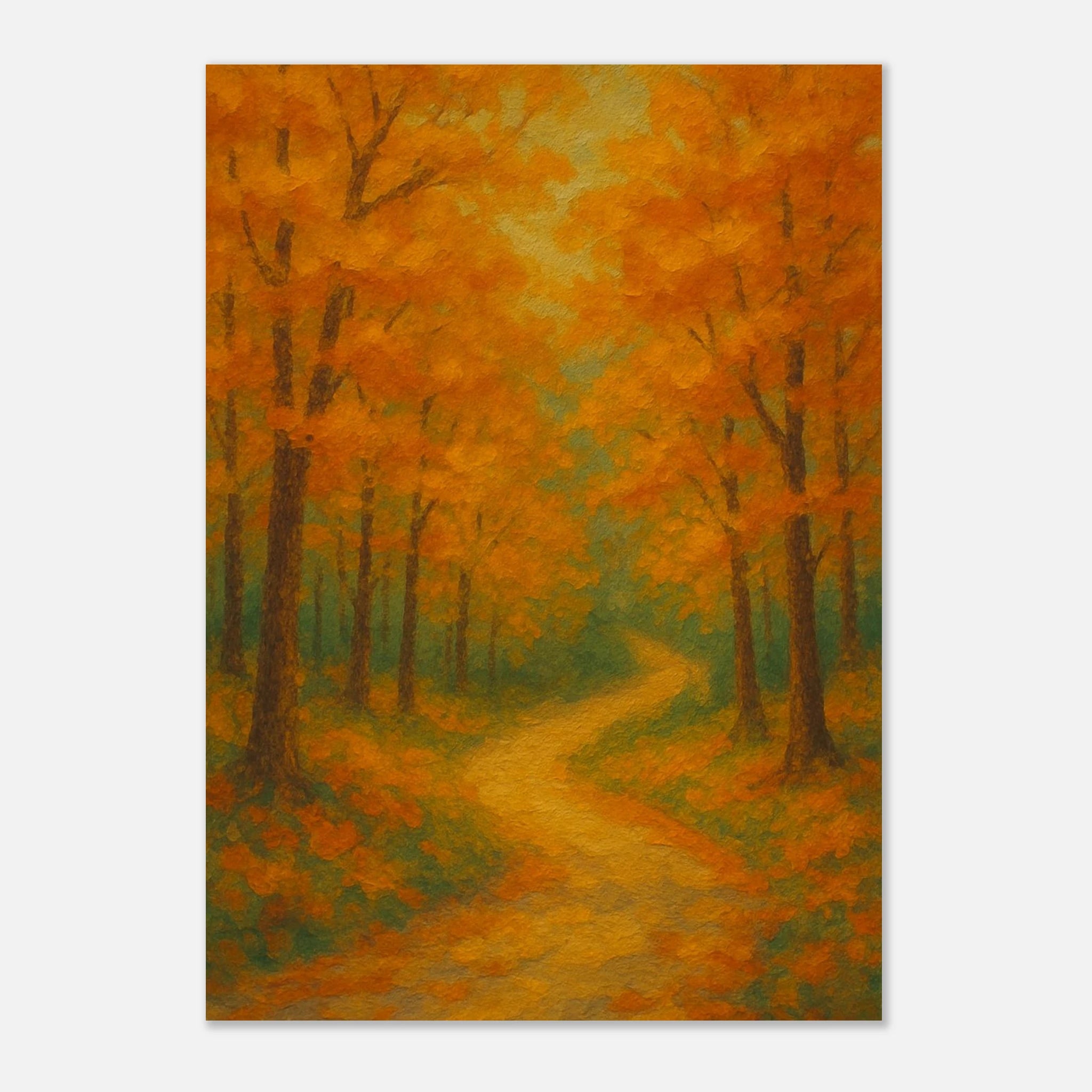 Unframed 21x29.7 cm 8x12" - Golden Autumn Pathway Wall Art | Tranquil Woodland - Play By Print