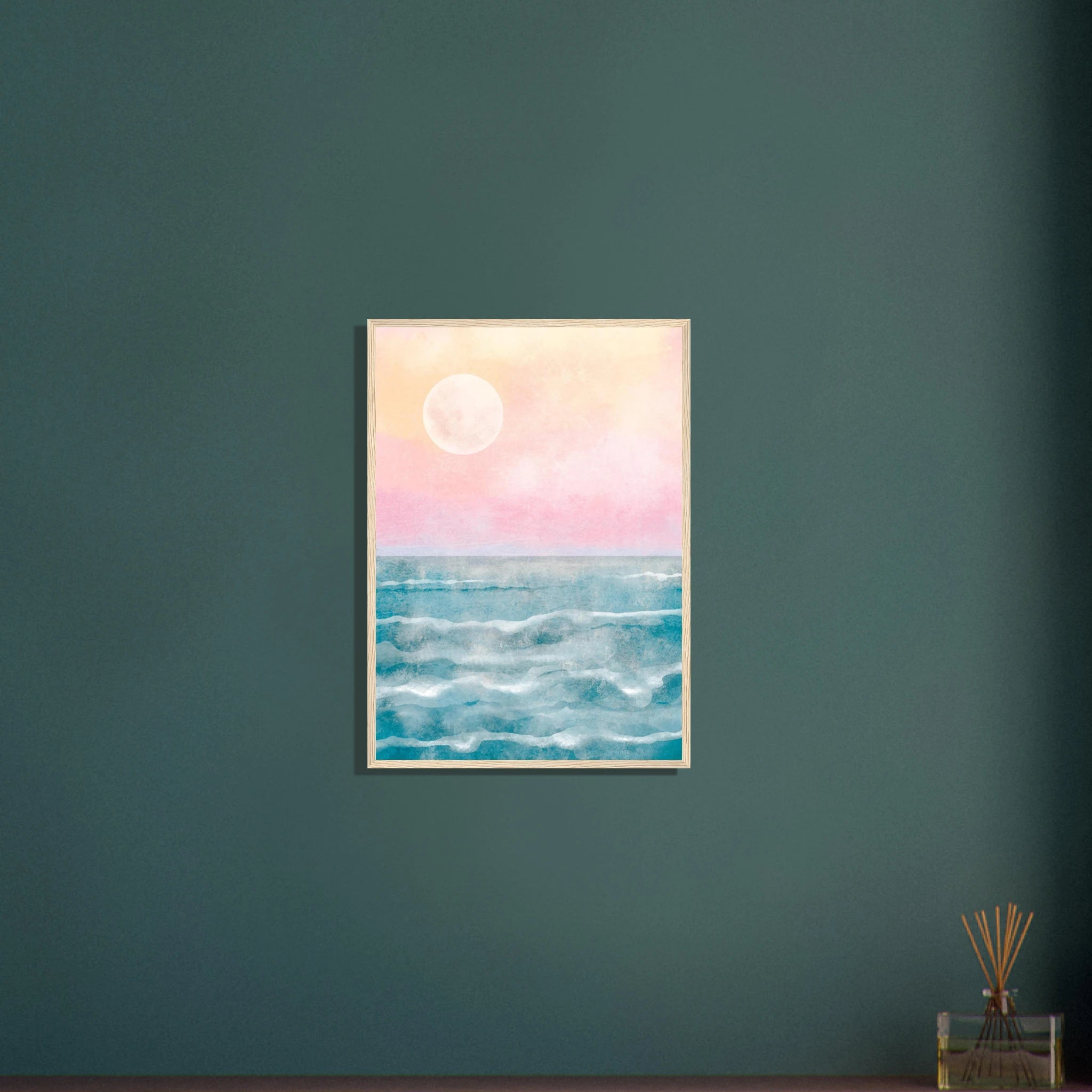# all-groups - Cotton Candy Horizon – Serene Ocean Sunrise Watercolour Print - Daisy