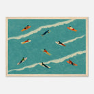 Wood frame A3 (29.7 x 42 cm) - “The Paddle Out” Print | Retro Surfer Wall Art - Play By Print