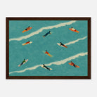 Dark wood frame 21x29.7 cm 8x12" - “The Paddle Out” Print | Retro Surfer Wall Art - Play By Print