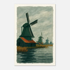 Unframed 60x90 cm 24x36″ - Dutch Windmills at Zaandam – Gouache-Style Art Print - Play By Print
