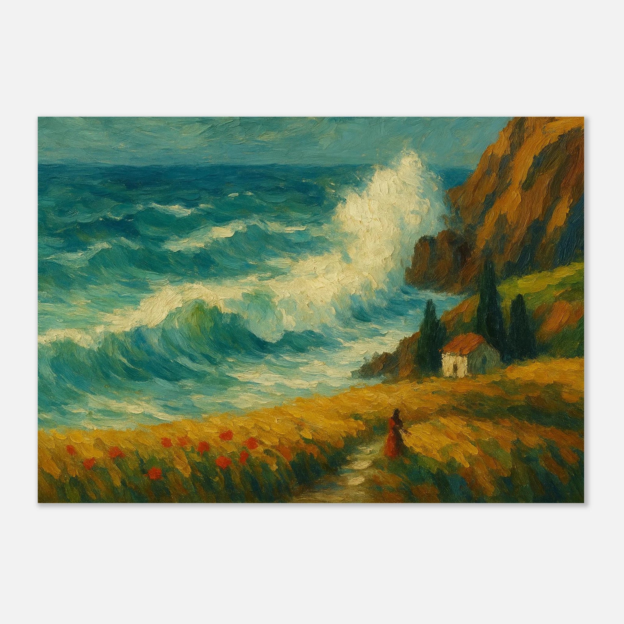 Unframed A2 (42 x 59.4 cm) - “Wild Coast” | Dramatic Ocean Wave Painting - Play By Print