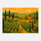 Unframed 21x29.7 cm 8x12" - “Sunset Over Tuscany” | Golden Vineyard Landscape - Play By Print