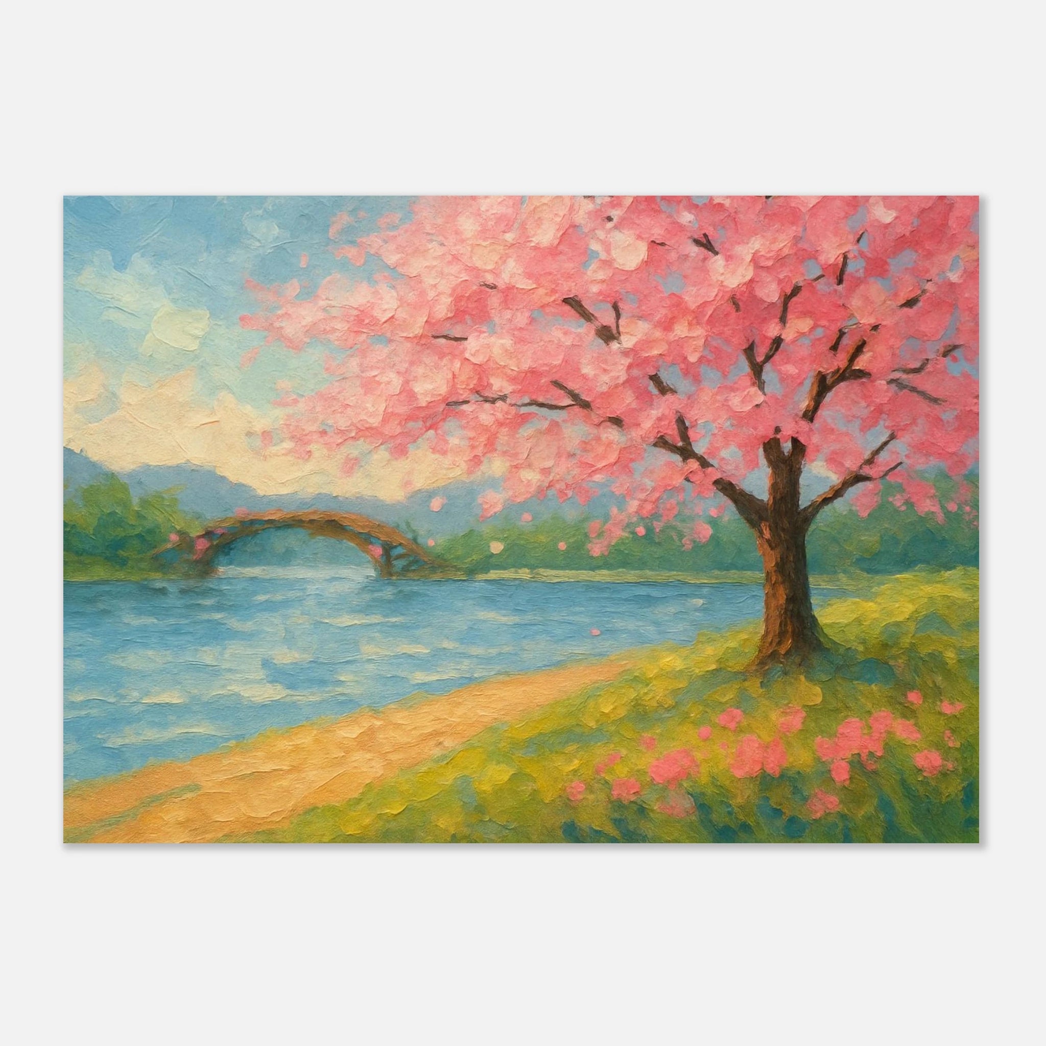Unframed A3 (29.7 x 42 cm) - “Whispers of Spring” | Cherry Blossom Landscape - Play By Print