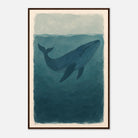 Dark wood frame 60x90 cm 24x36″ - Blue Whale – Gouache-Style Art Print - Play By Print