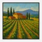 Black frame 70x70 cm 28x28″ - “Golden Rows” | Tuscany Vineyard Landscape Print - Play By Print