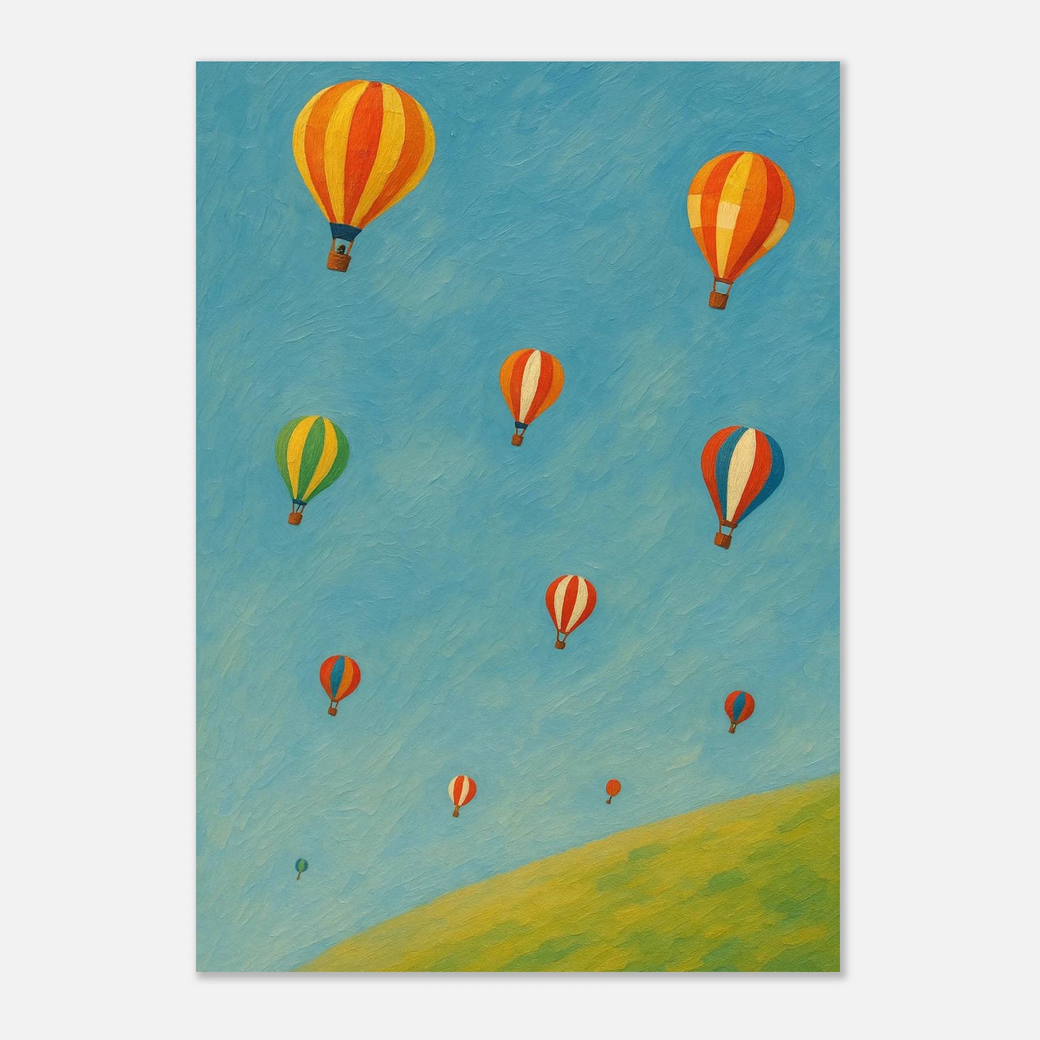 Unframed A3 (29.7 x 42 cm) - Up and Away Hot Air Balloon Wall Art | Whimsical Nursery or Playroom Print - Play By Print