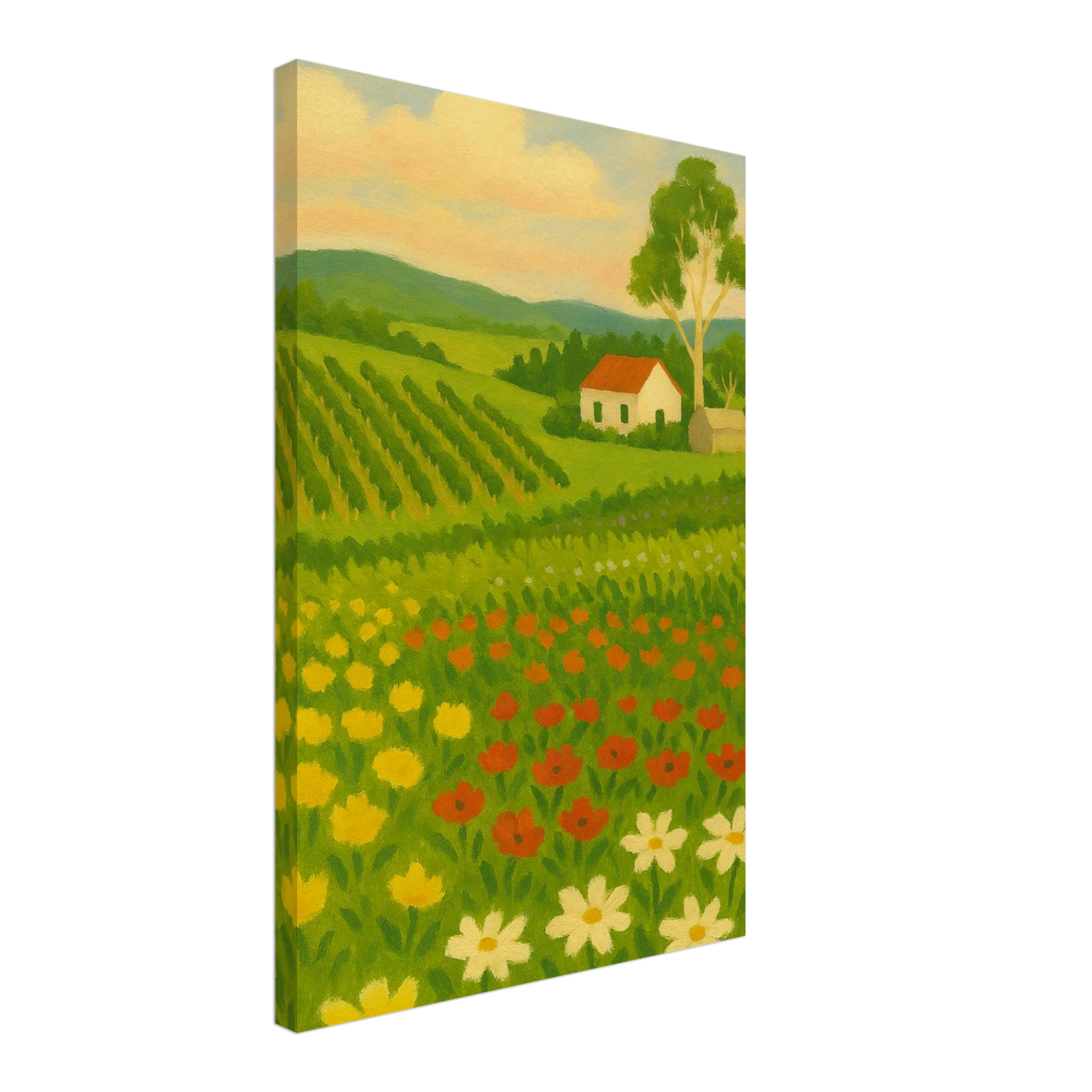 Canvas 40x60 cm 16x24″ - Vineyard & Wildflowers – Australian Countryside Canvas Wall Art - Play By Print