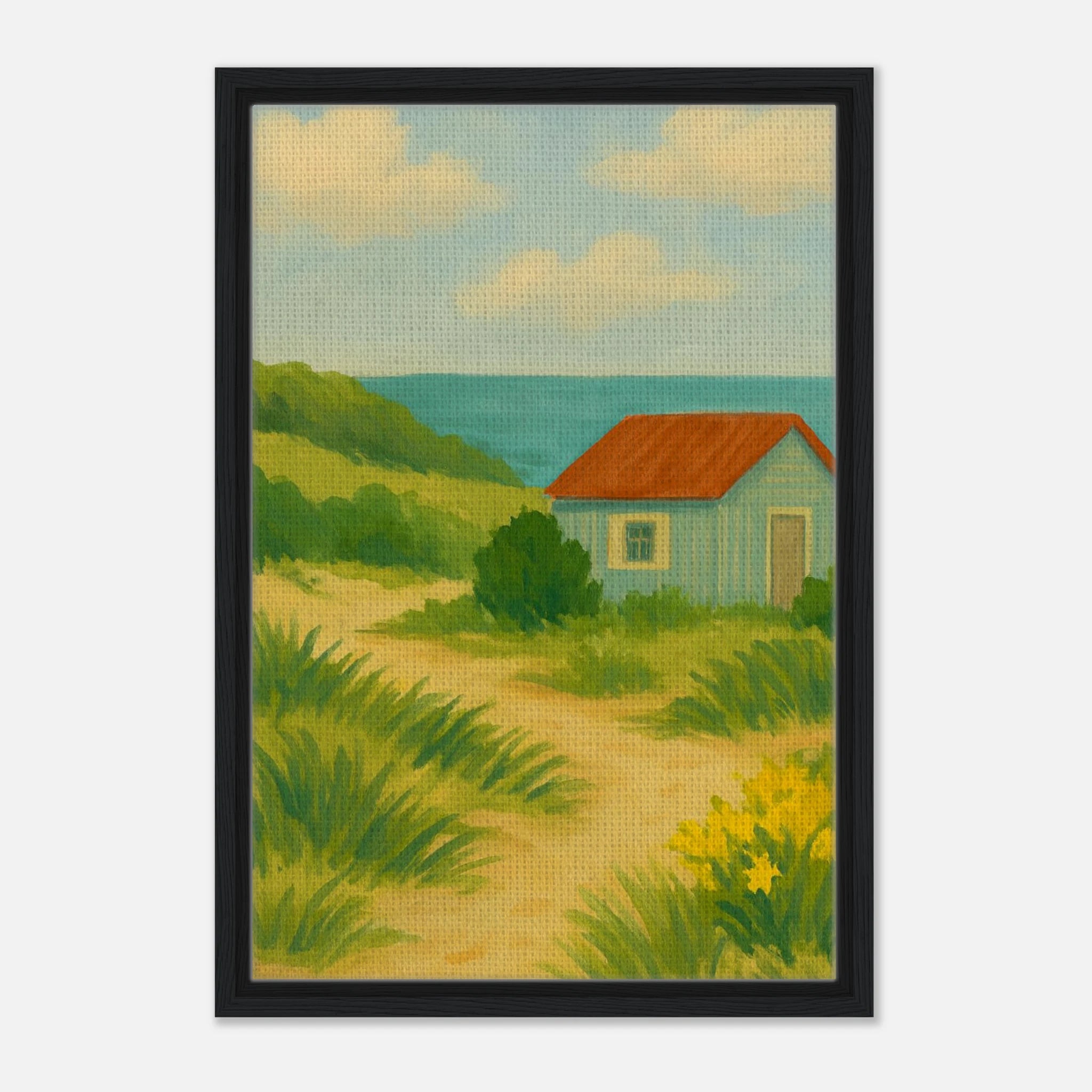Black frame 40x60 cm 16x24″ - Coastal Beach Shack Canvas Wall Art - Play By Print