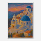 White frame A2 (42 x 59.4 cm) - "Sunset Over Santorini" Print | Mediterranean Wall Art - Play By Print
