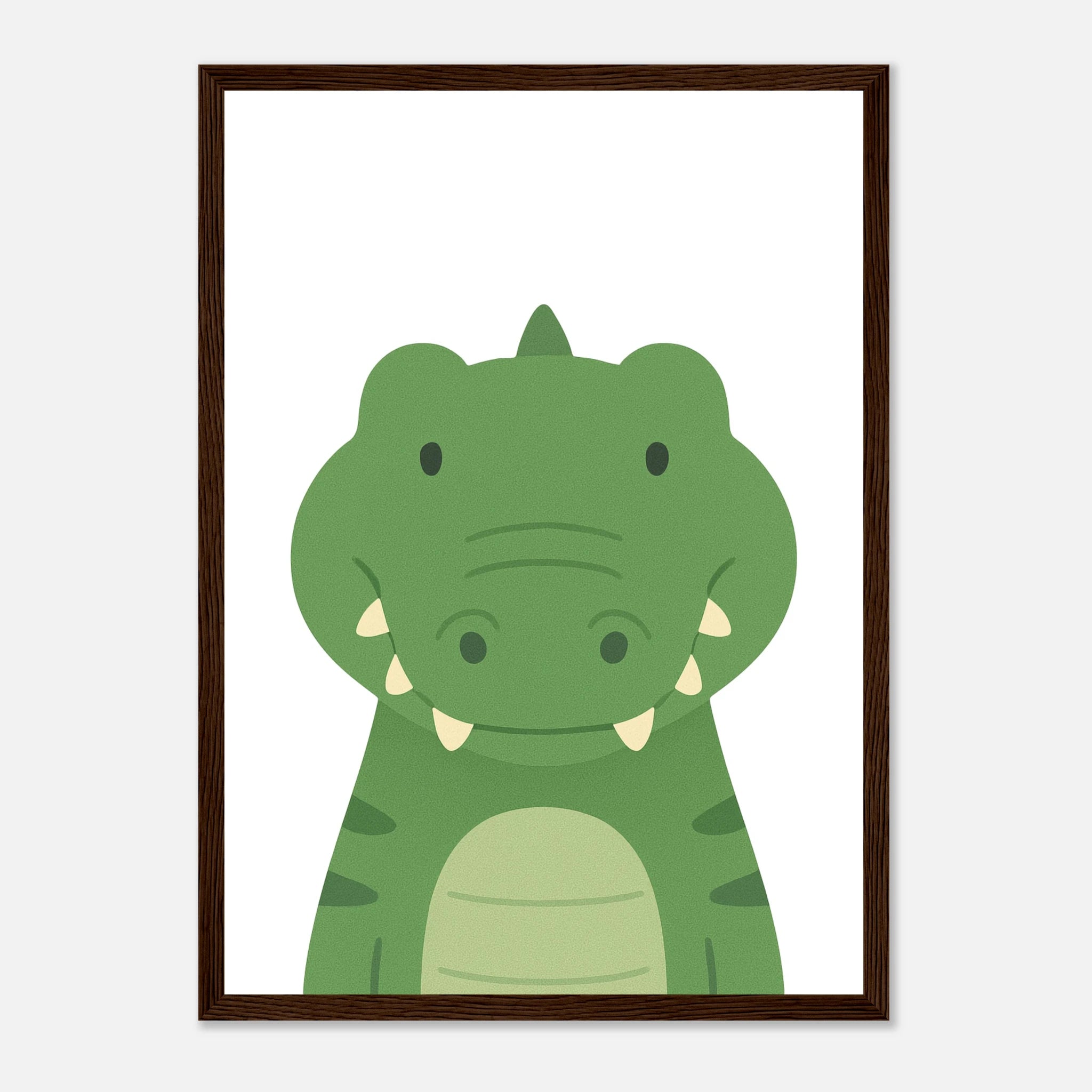 Dark wood frame - Crocodile – Minimalist Jungle Animal Art Print - Play By Print