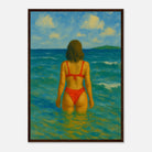 Dark wood frame A2 (42 x 59.4 cm) - Back to the Horizon | Red Bikini Coastal Wall Art - Play By Print