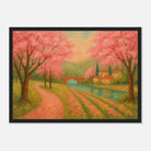 Black frame A3 (29.7 x 42 cm) - Spring Cherry Blossom Lane – Pink Blossoms by the River Art Print - Play By Print