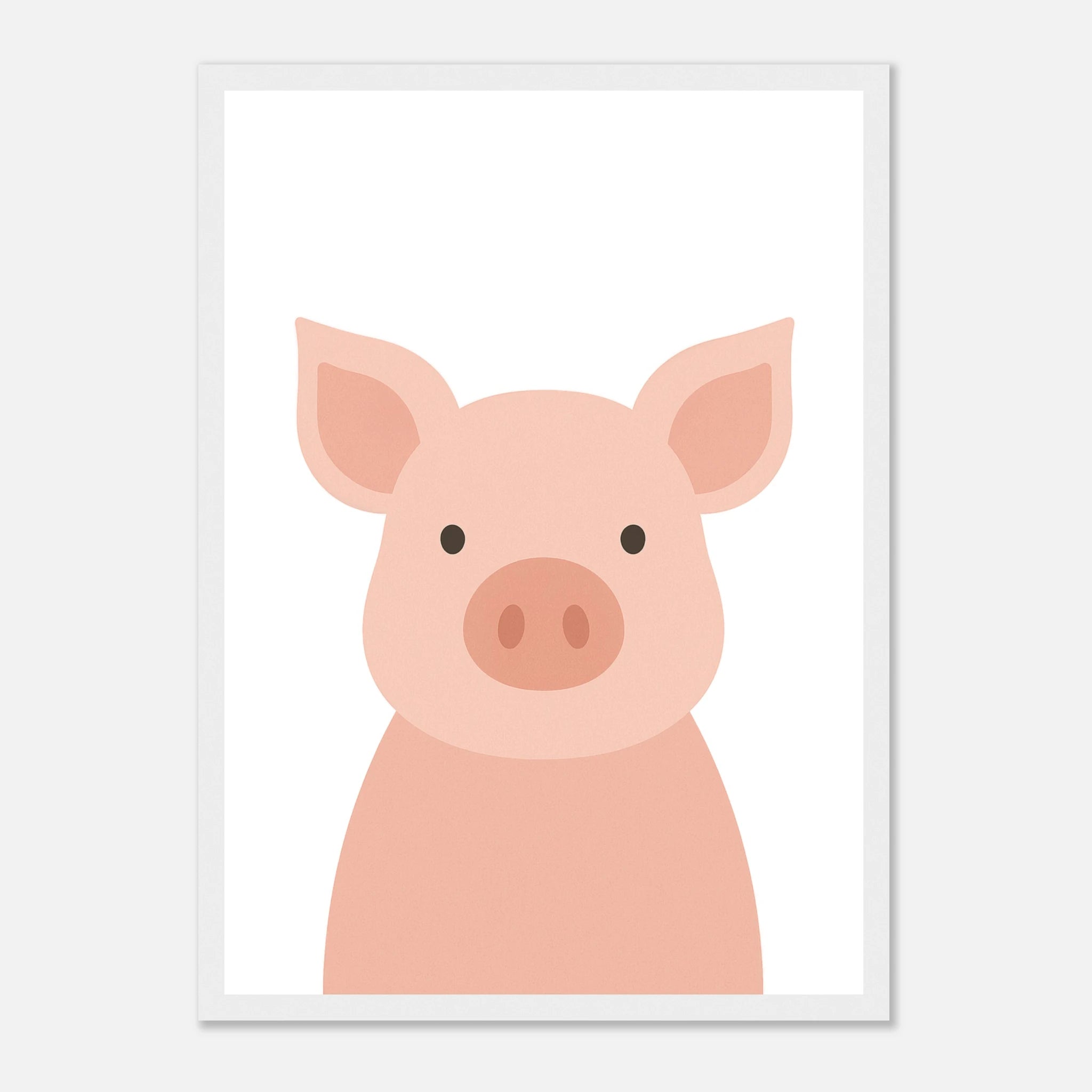 White frame - Pig – Minimalist Farm Animal Art Print - Play By Print