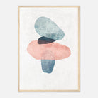 Wood frame - Balancing Act – Minimalist Abstract Stone Stack Print in Blue & Blush - Daisy