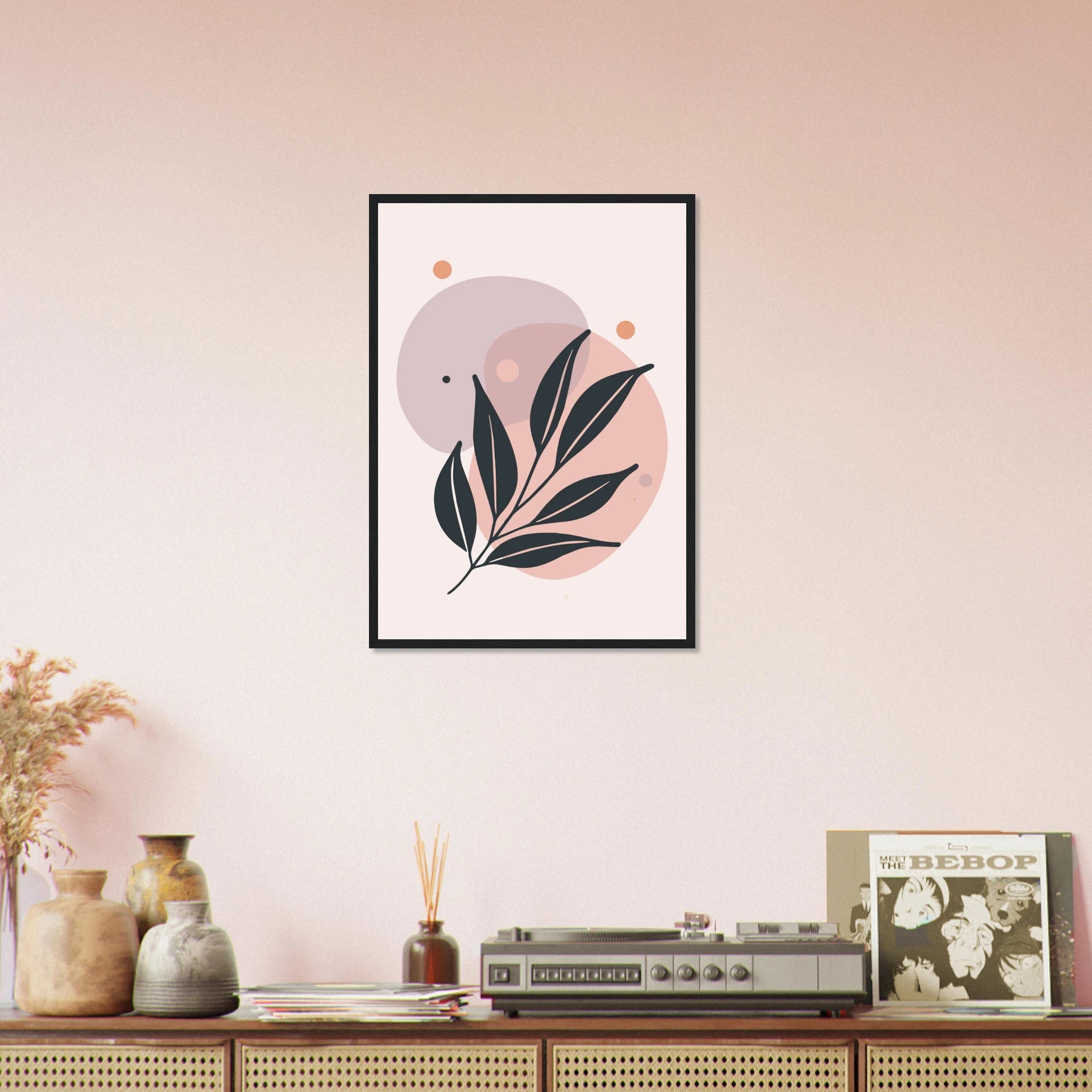 # all-groups - Muted Blush Leaves Modern Abstract Wall Art - Jerin