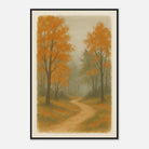 Black frame 60x90 cm 24x36″ - Whispering Path – Misty Autumn Forest Wall Art Print - Play By Print