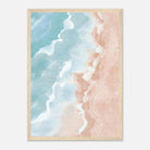 Wood frame - Pastel Shoreline – Soft Coastal Abstract Watercolour Art Print - Daisy