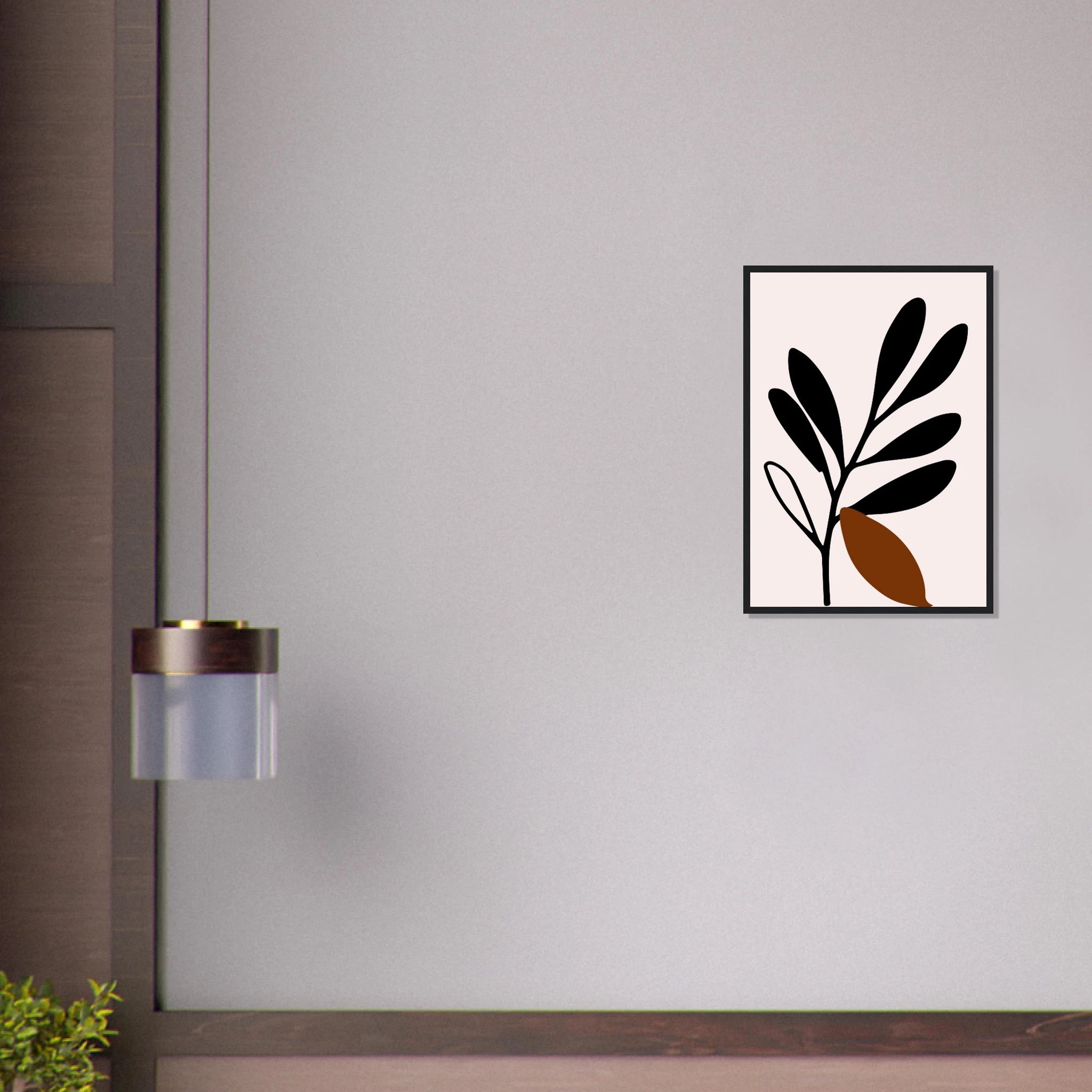 # all-groups - Black Botanical Silhouette with Terracotta Leaf Wall Art - Jerin