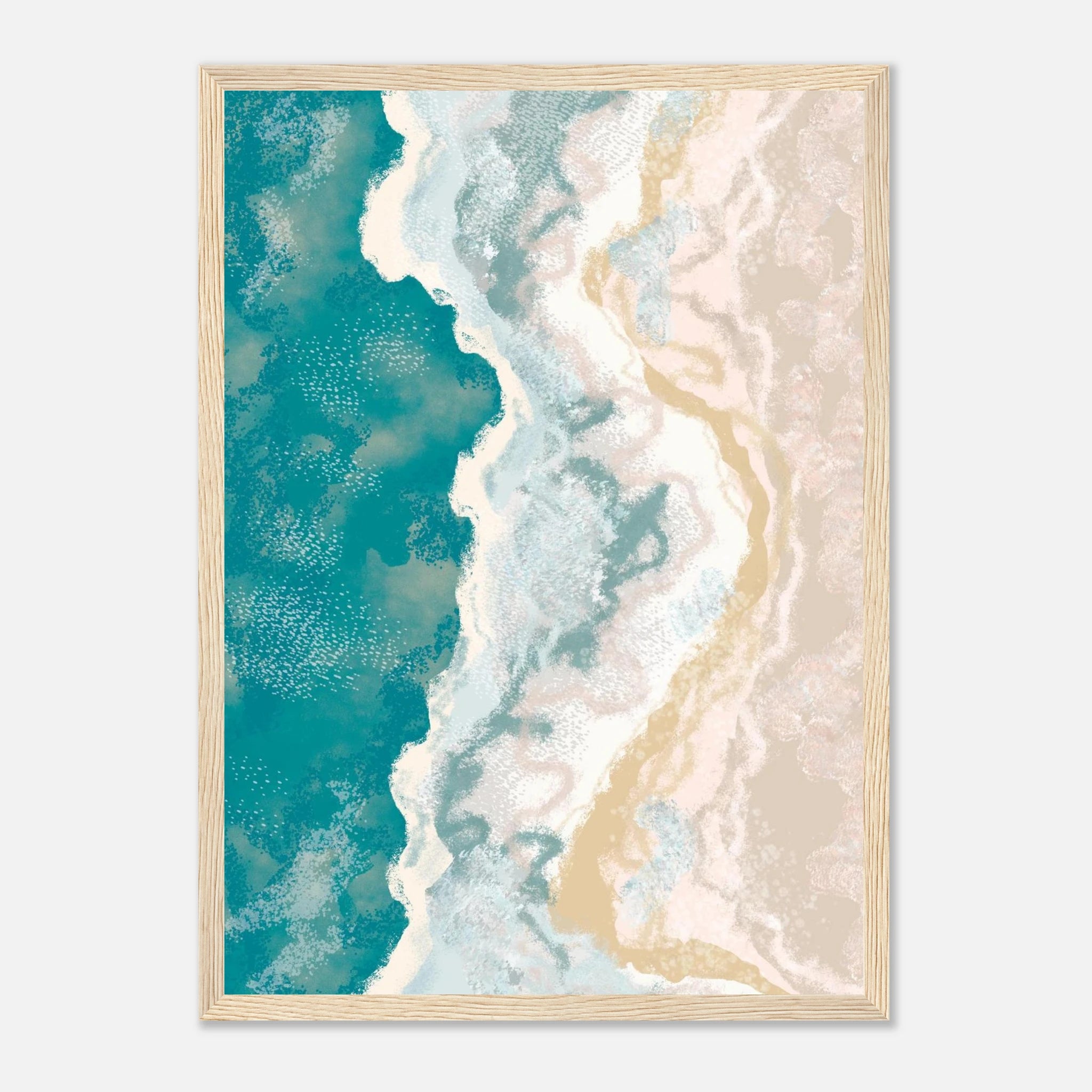 Wood frame - Golden Shoreline – Textured Coastal Abstract Beach Art - Play By Print