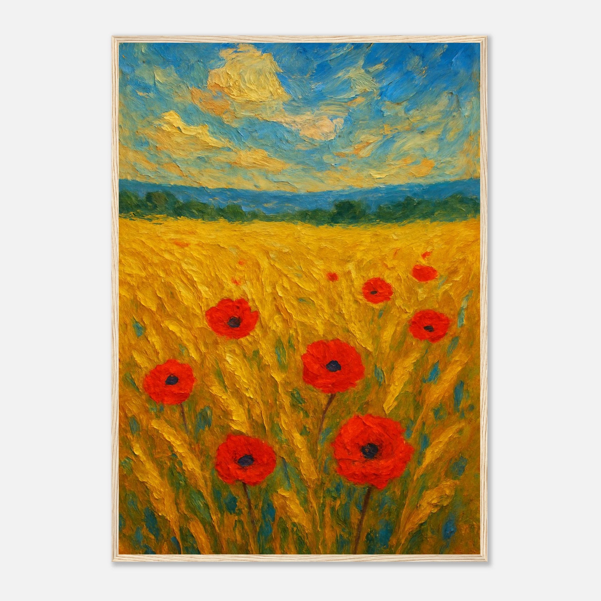 Wood frame A1 (59.4 x 84.1 cm) - Golden Poppy Field Print | Vibrant Impressionist Landscape - Play By Print