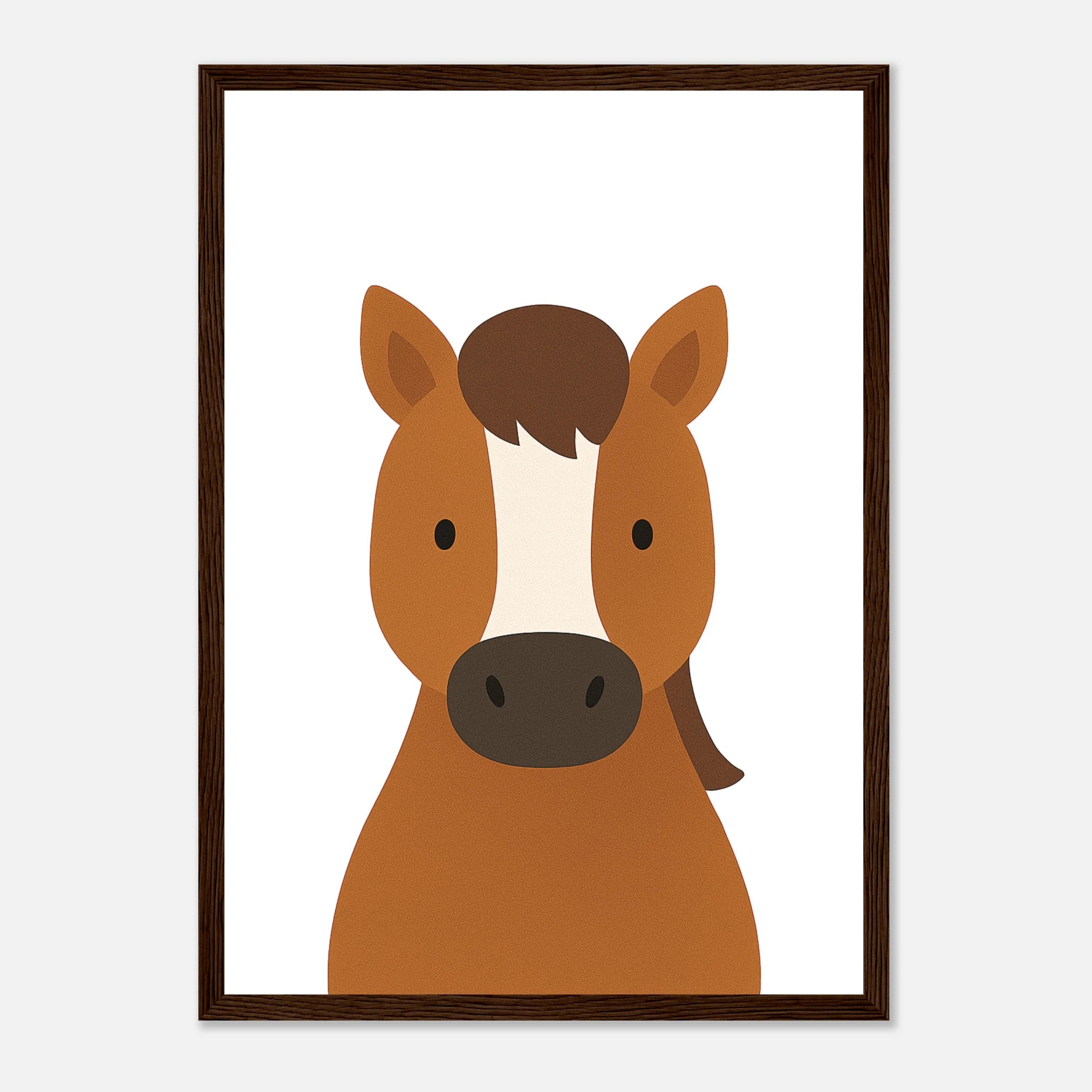 Dark wood frame - Horse Nursery Print – Farm Animal Wall Art for Kids - Play By Print