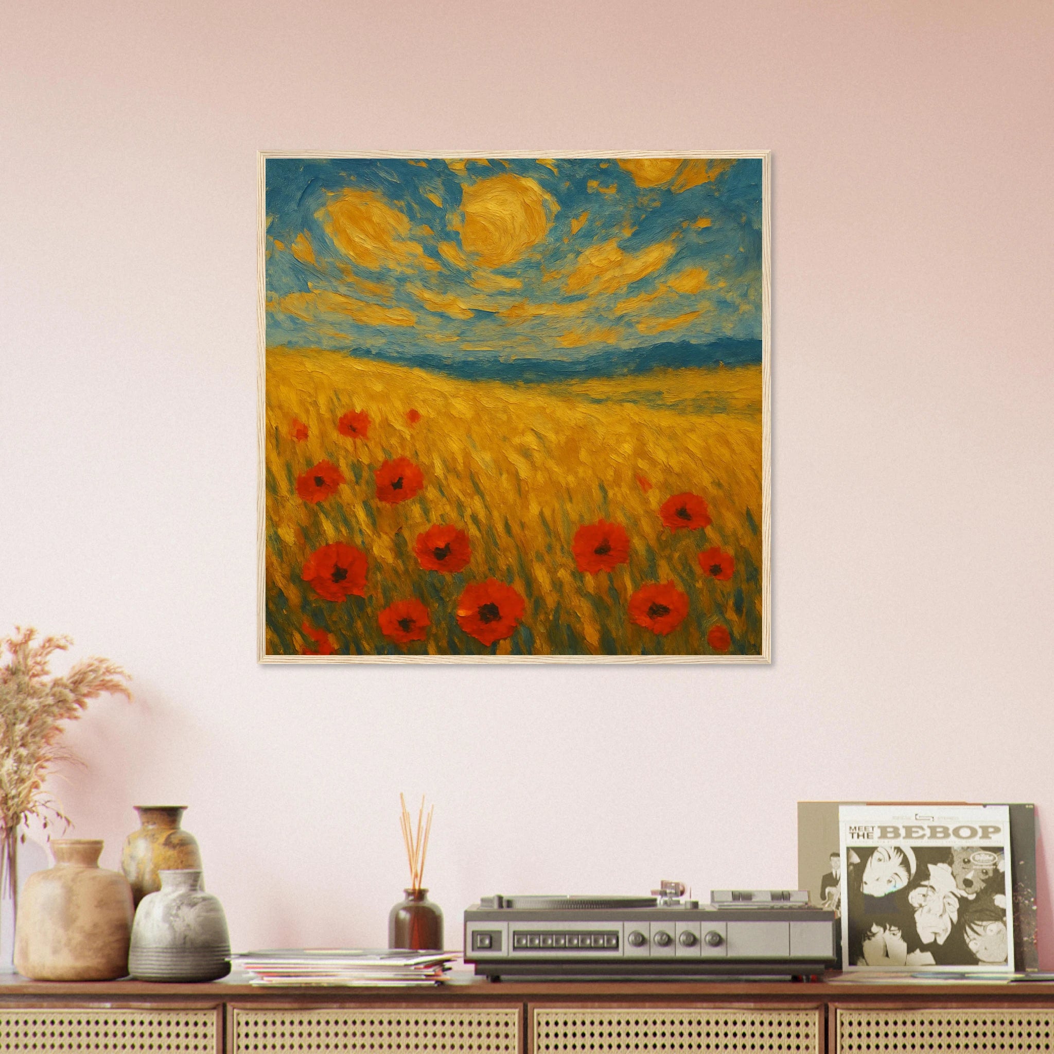 # all-groups - “Sun-Spun Fields” | Golden Wheat & Poppy Field Art Print - Play By Print