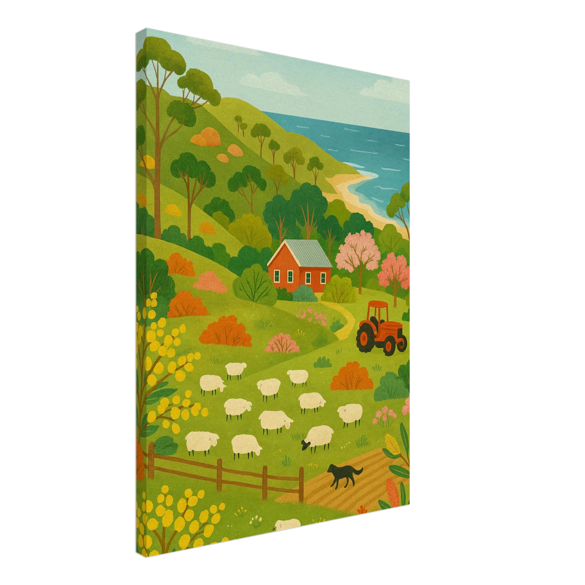 Canvas 50x70 cm 20x28″ - Coastal Sheep Farm – Australian Countryside Canvas Wall Art - Play By Print