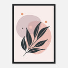 Black frame - Muted Blush Leaves Modern Abstract Wall Art - Jerin