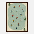 Dark wood frame A3 (29.7 x 42 cm) - Winter Ice Skating Print | Whimsical Folk Art Style - Play By Print