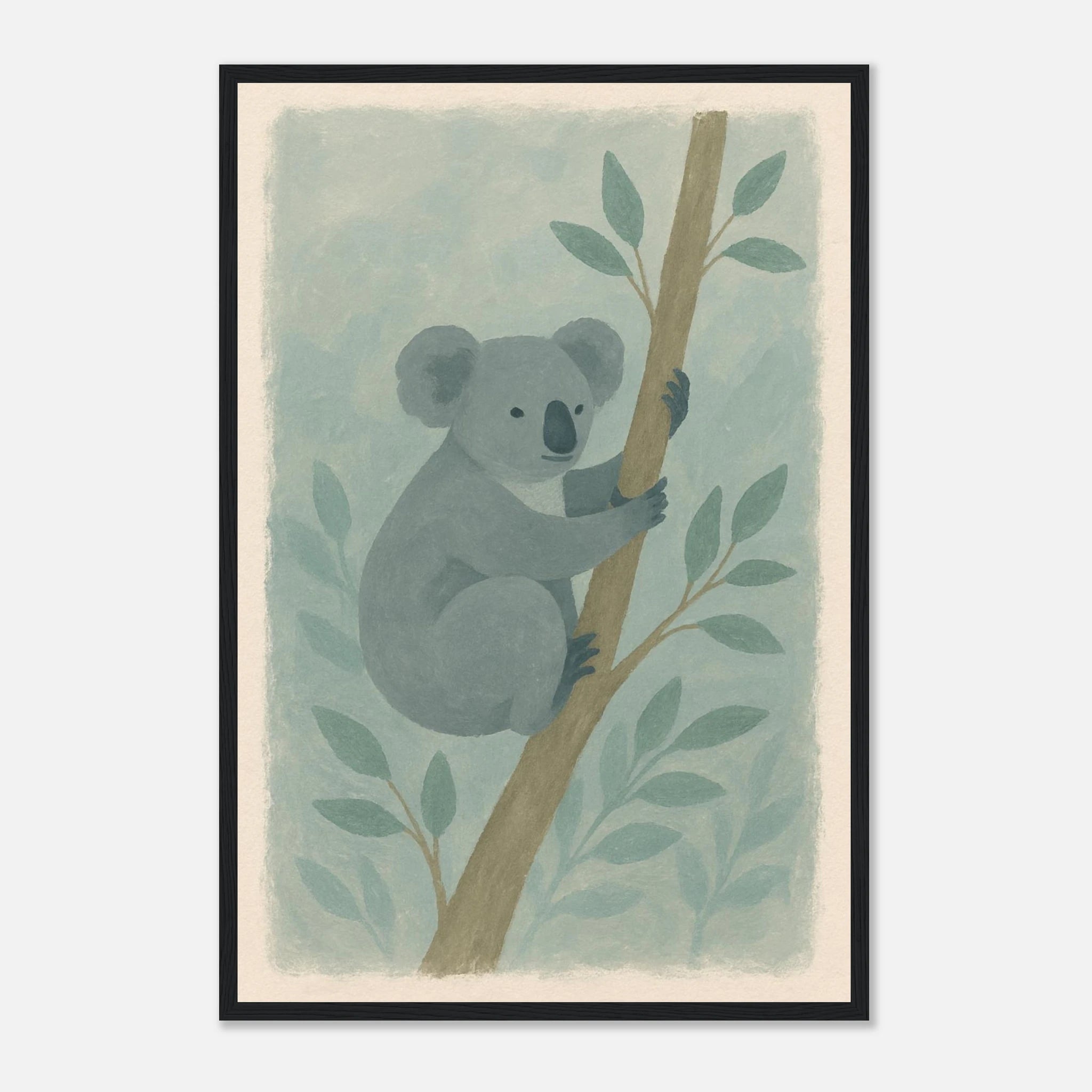 Black frame 40x60 cm 16x24″ - Cuddly Koala in the Eucalypts – Australian Nursery Art Print - Play By Print