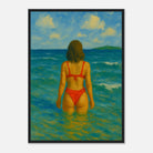 Black frame A2 (42 x 59.4 cm) - Back to the Horizon | Red Bikini Coastal Wall Art - Play By Print