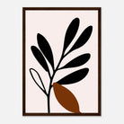 Dark wood frame - Black Botanical Silhouette with Terracotta Leaf Wall Art - Jerin
