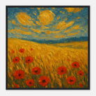 Black frame 50x50 cm 20x20″ - “Sun-Spun Fields” | Golden Wheat & Poppy Field Art Print - Play By Print